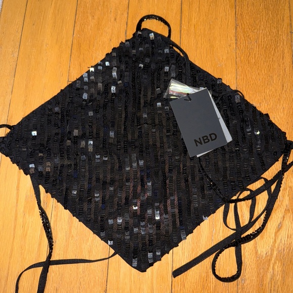 NBD halter triangle sequin black top - Picture 1 of 1